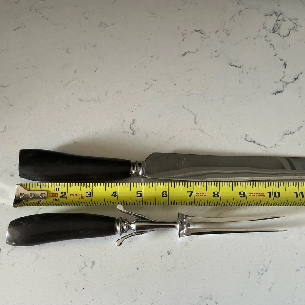 Vintage Leppington cutters Sheffield England carving knife set of 2 horn handles